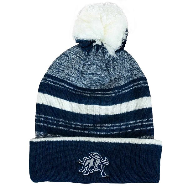 aggie bull nike striped pom pom beanie navy white